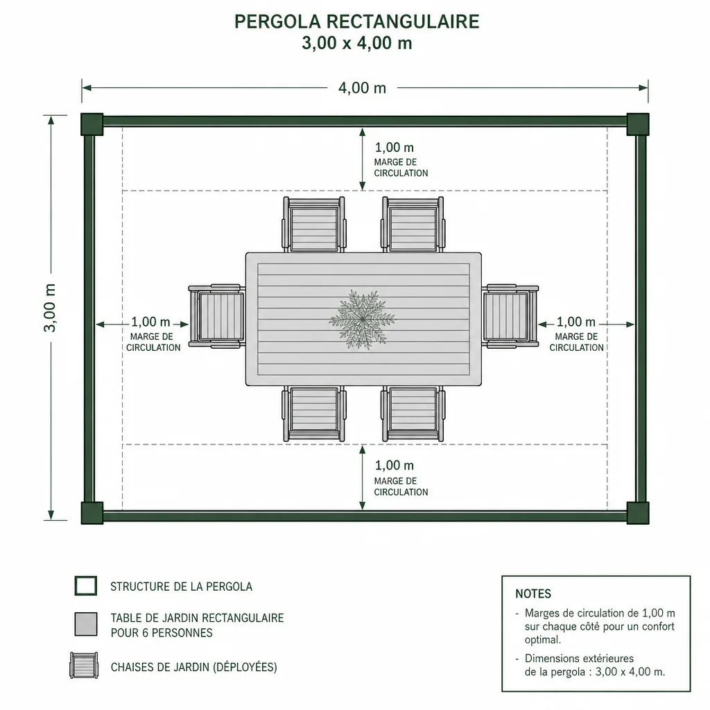 Quelle dimension de pergola pour une table de 6 personnes ?
