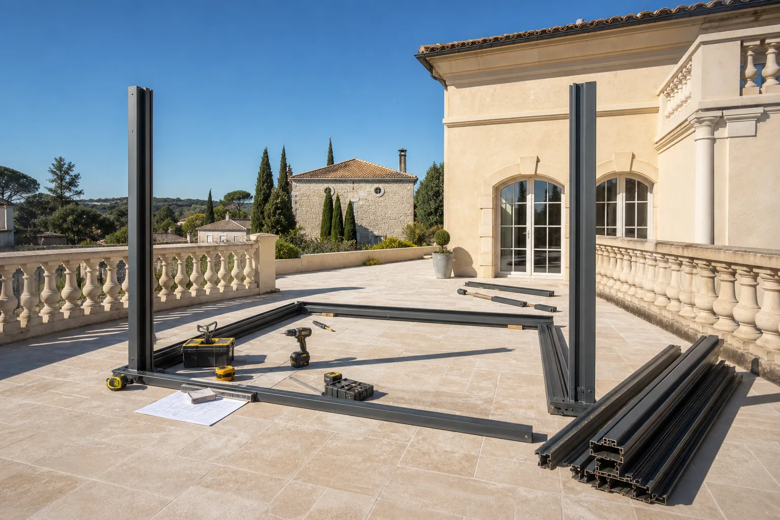 Pergola bioclimatique Bagnols-sur-Cèze — installation sur mesure dans le Gard (30)