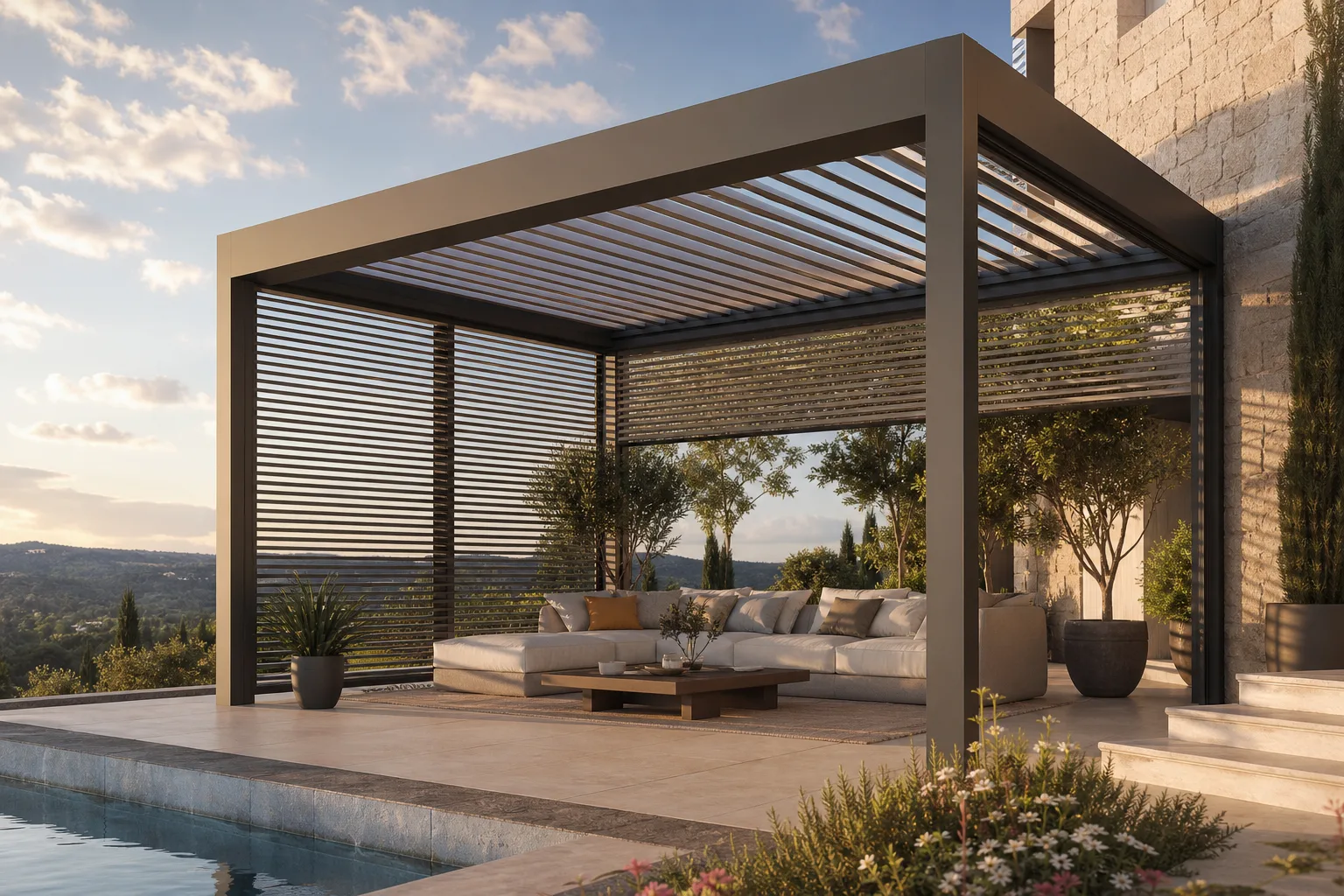 Pergola bioclimatique Salindres — installation sur mesure dans le Gard (30)